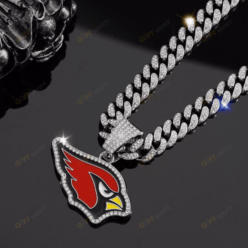 Arizona Cardinals Hip Hop Iced Out Bling Pendant Cuban Chain