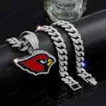 Arizona Cardinals Hip Hop Iced Out Bling Pendant Cuban Chain