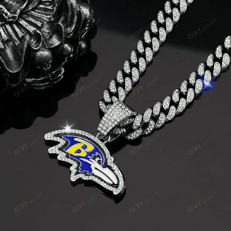Baltimore Ravens Hip Hop Iced Out Bling Pendant Cuban Chain