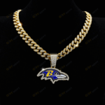 Baltimore Ravens Hip Hop Iced Out Bling Pendant Cuban Chain