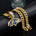 Baltimore Ravens Hip Hop Iced Out Bling Pendant Cuban Chain