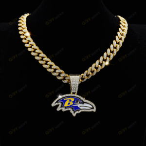 Baltimore Ravens Hip Hop Iced Out Bling Pendant Cuban Chain
