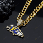 Baltimore Ravens Hip Hop Iced Out Bling Pendant Cuban Chain