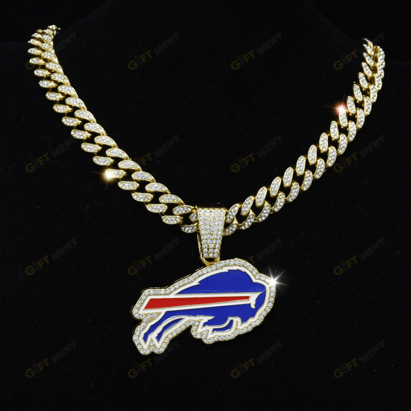 Buffalo Bills Hip Hop Iced Out Bling Pendant Cuban Chain