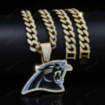 Carolina Panthers Hip Hop Iced Out Bling Pendant Cuban Chain