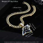 Carolina Panthers Hip Hop Iced Out Bling Pendant Cuban Chain