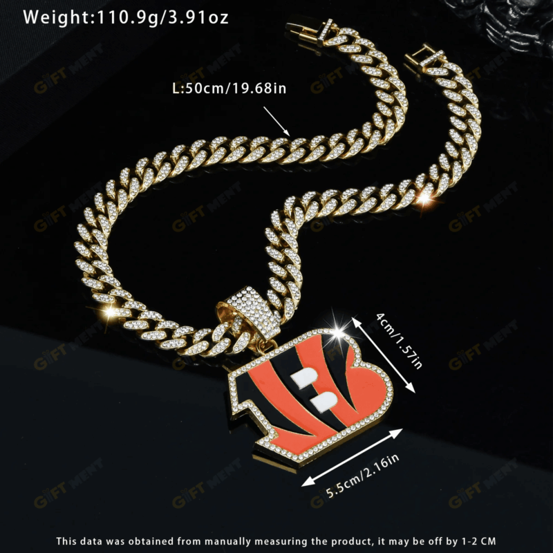 Cincinnati Bengals Hip Hop Iced Out Bling Pendant Cuban Chain