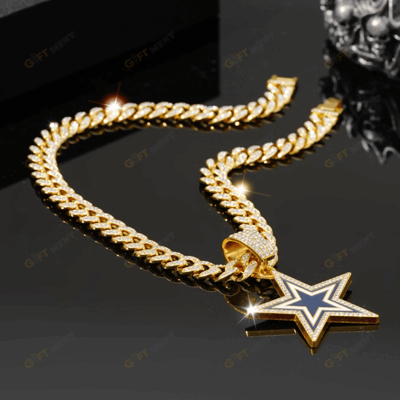 Dallas Cowboys Hip Hop Iced Out Bling Pendant Cuban Chain