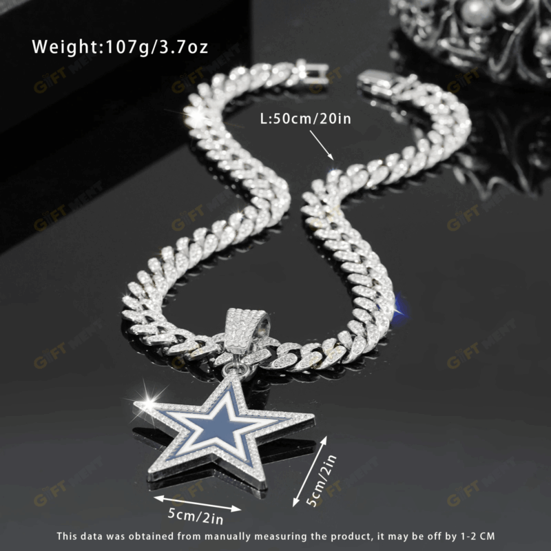 Dallas Cowboys Hip Hop Iced Out Bling Pendant Cuban Chain