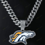 Denver Broncos Hip Hop Iced Out Bling Pendant Cuban Chain