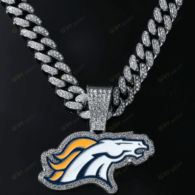 Denver Broncos Hip Hop Iced Out Bling Pendant Cuban Chain