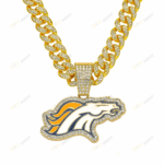 Denver Broncos Hip Hop Iced Out Bling Pendant Cuban Chain