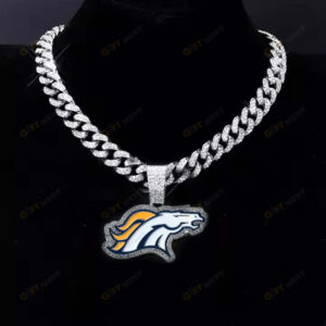 Denver Broncos Hip Hop Iced Out Bling Pendant Cuban Chain