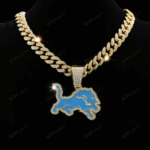 Detroit Lions Hip Hop Iced Out Bling Pendant Cuban Chain
