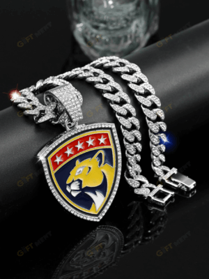 Florida Panthers Hip Hop Iced Out Bling Pendant Cuban Chain