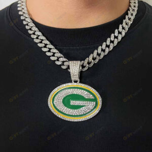 Green Bay Packers Hip Hop Iced Out Bling Pendant Cuban Chain