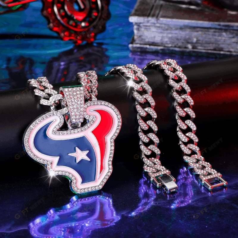 Houston Texans Hip Hop Iced Out Bling Pendant Cuban Chain