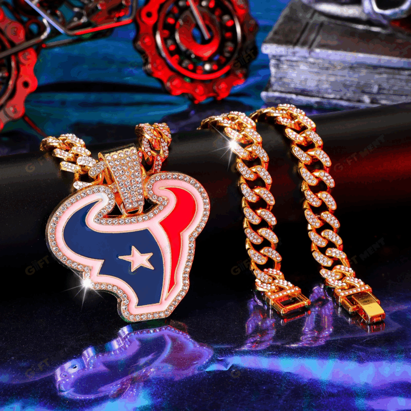 Houston Texans Hip Hop Iced Out Bling Pendant Cuban Chain