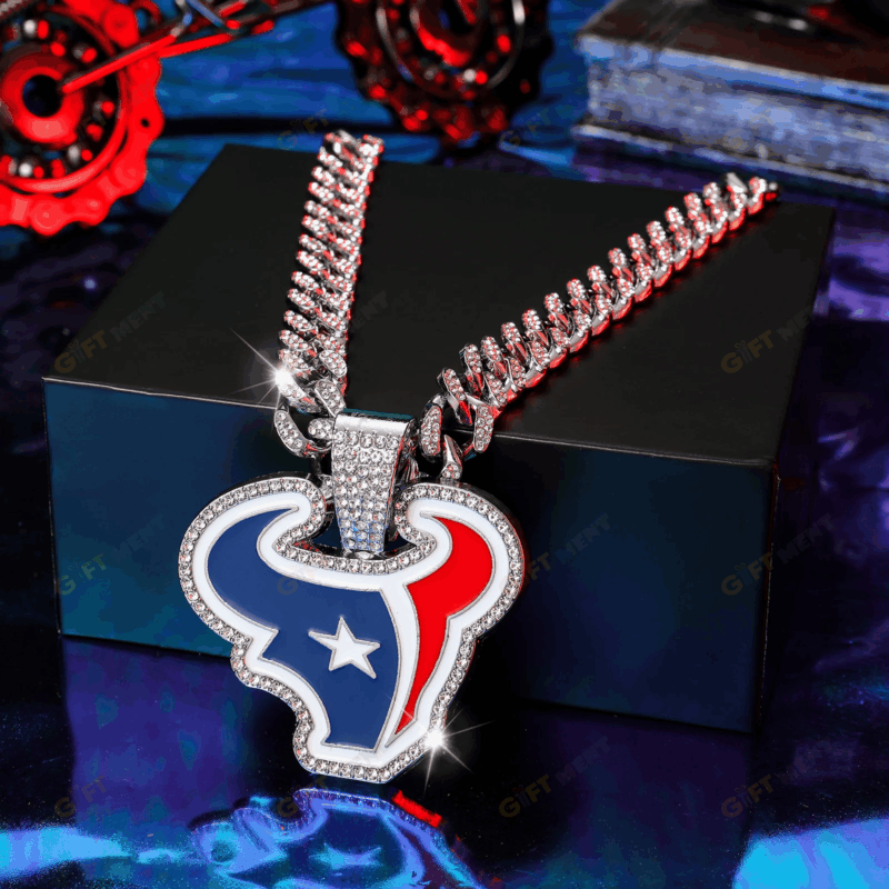 Houston Texans Hip Hop Iced Out Bling Pendant Cuban Chain