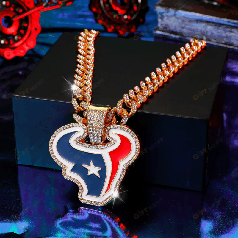 Houston Texans Hip Hop Iced Out Bling Pendant Cuban Chain