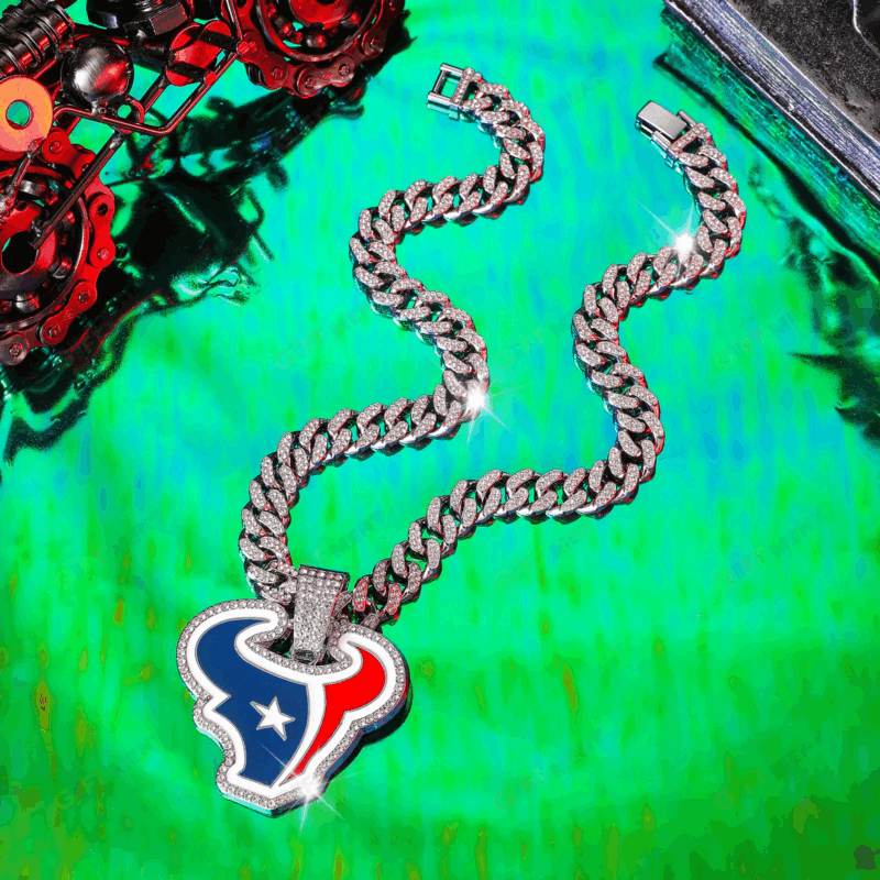 Houston Texans Hip Hop Iced Out Bling Pendant Cuban Chain