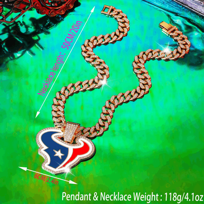 Houston Texans Hip Hop Iced Out Bling Pendant Cuban Chain