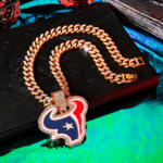Houston Texans Hip Hop Iced Out Bling Pendant Cuban Chain