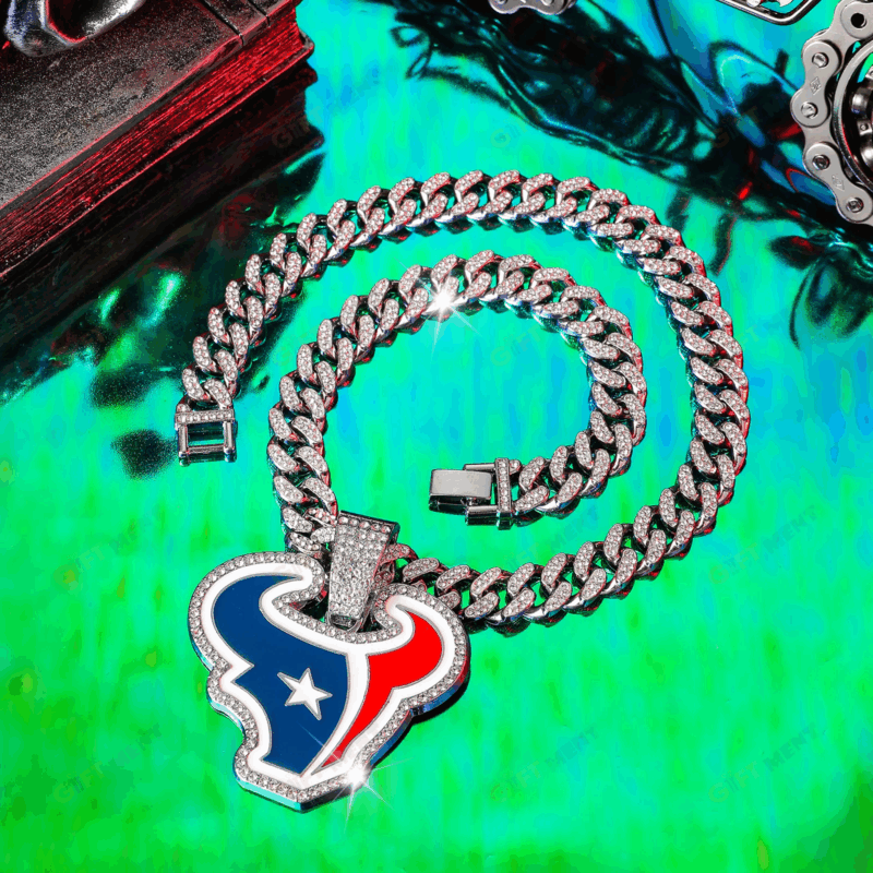 Houston Texans Hip Hop Iced Out Bling Pendant Cuban Chain