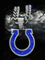 Indianapolis Colts Hip Hop Iced Out Bling Pendant Cuban Chain