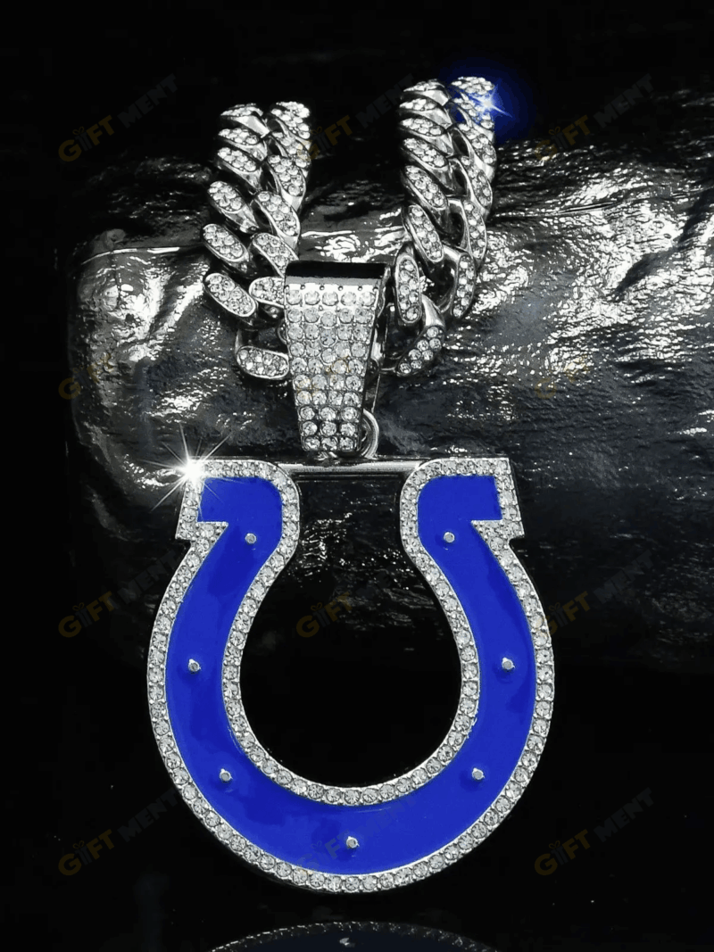 Indianapolis Colts Hip Hop Iced Out Bling Pendant Cuban Chain