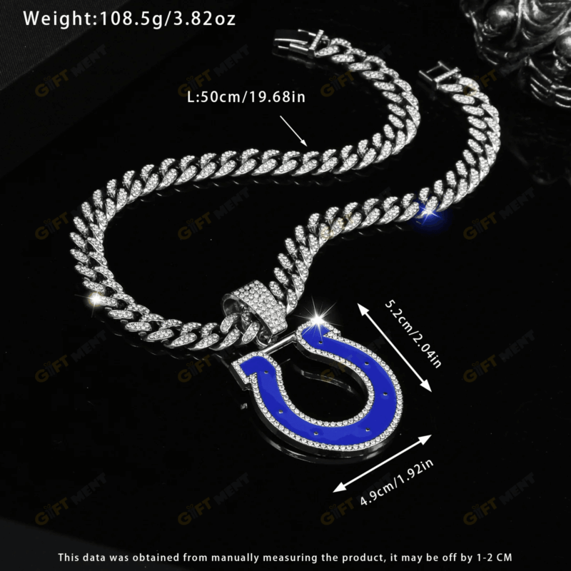 Indianapolis Colts Hip Hop Iced Out Bling Pendant Cuban Chain