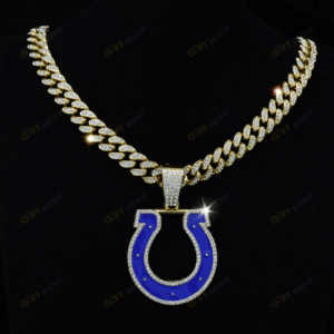 Indianapolis Colts Hip Hop Iced Out Bling Pendant Cuban Chain
