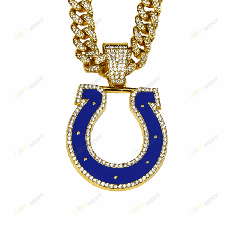 Indianapolis Colts Hip Hop Iced Out Bling Pendant Cuban Chain