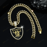 Las Vegas Raiders Hip Hop Iced Out Bling Pendant Cuban Chain