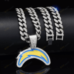 Los Angeles Chargers Hip Hop Iced Out Bling Pendant Cuban Chain