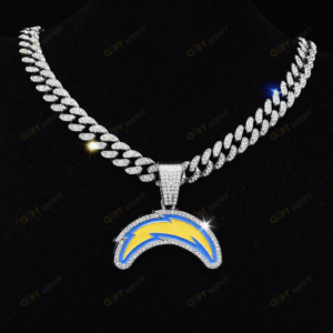 Los Angeles Chargers Hip Hop Iced Out Bling Pendant Cuban Chain