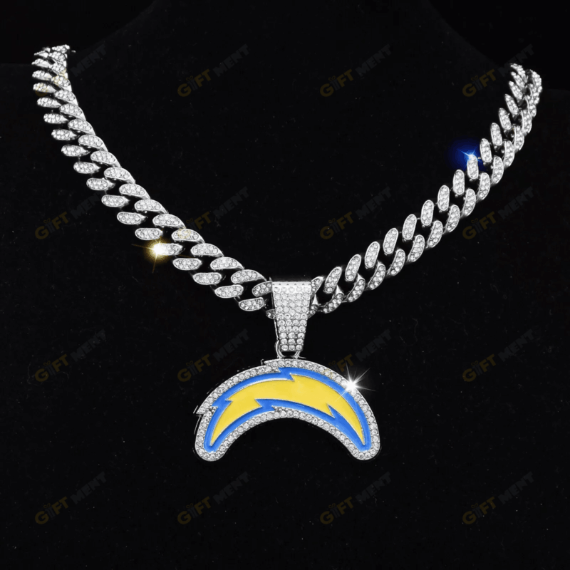 Los Angeles Chargers Hip Hop Iced Out Bling Pendant Cuban Chain
