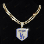 Los Angeles Dodgers Hip Hop Iced Out Bling Pendant Cuban Chain