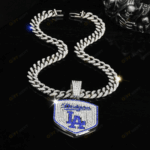 Los Angeles Dodgers Hip Hop Iced Out Bling Pendant Cuban Chain