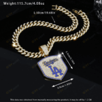 Los Angeles Dodgers Hip Hop Iced Out Bling Pendant Cuban Chain