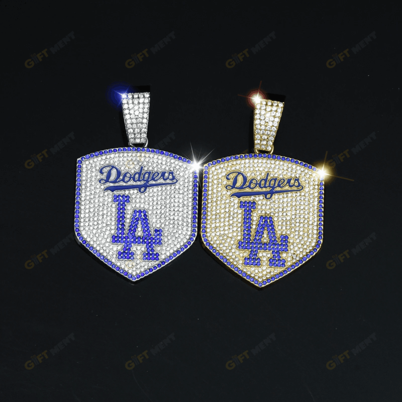 Los Angeles Dodgers Hip Hop Iced Out Bling Pendant Cuban Chain