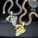 Los Angeles Rams Chains Hip Hop Iced Out Bling Pendant Cuban Chain
