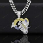 Los Angeles Rams Chains Hip Hop Iced Out Bling Pendant Cuban Chain