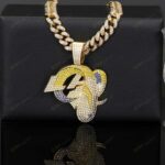 Los Angeles Rams Chains Hip Hop Iced Out Bling Pendant Cuban Chain