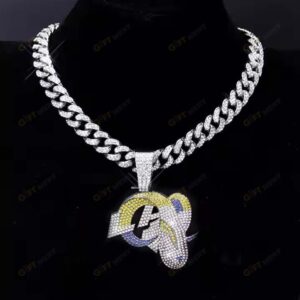 Los Angeles Rams Chains Hip Hop Iced Out Bling Pendant Cuban Chain