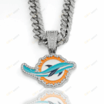 Miami Dolphins Hip Hop Iced Out Bling Pendant Cuban Chain