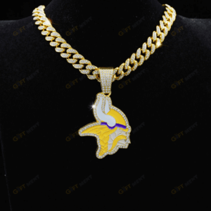 Minnesota Vikings Hip Hop Iced Out Bling Pendant Cuban Chain