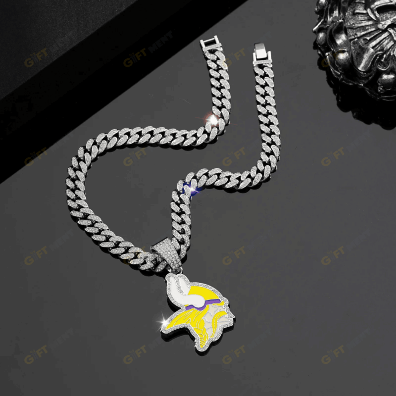Minnesota Vikings Hip Hop Iced Out Bling Pendant Cuban Chain
