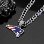 New England Patriots Hip Hop Iced Out Bling Pendant Cuban Chain