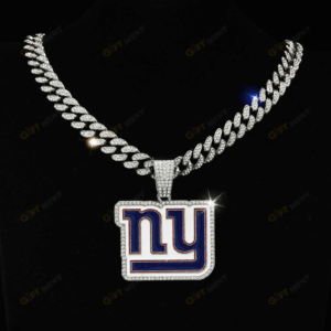 New York Giants Hip Hop Iced Out Bling Pendant Cuban Chain